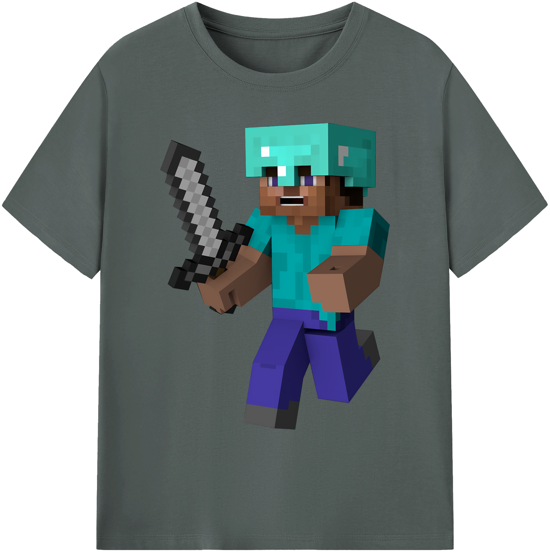 （画像用） マインクラフト ブロックの世界 Minecraft MC Block world 綿100％ メンズ半袖Tシャツ｜肌触りやわらか＆通気性